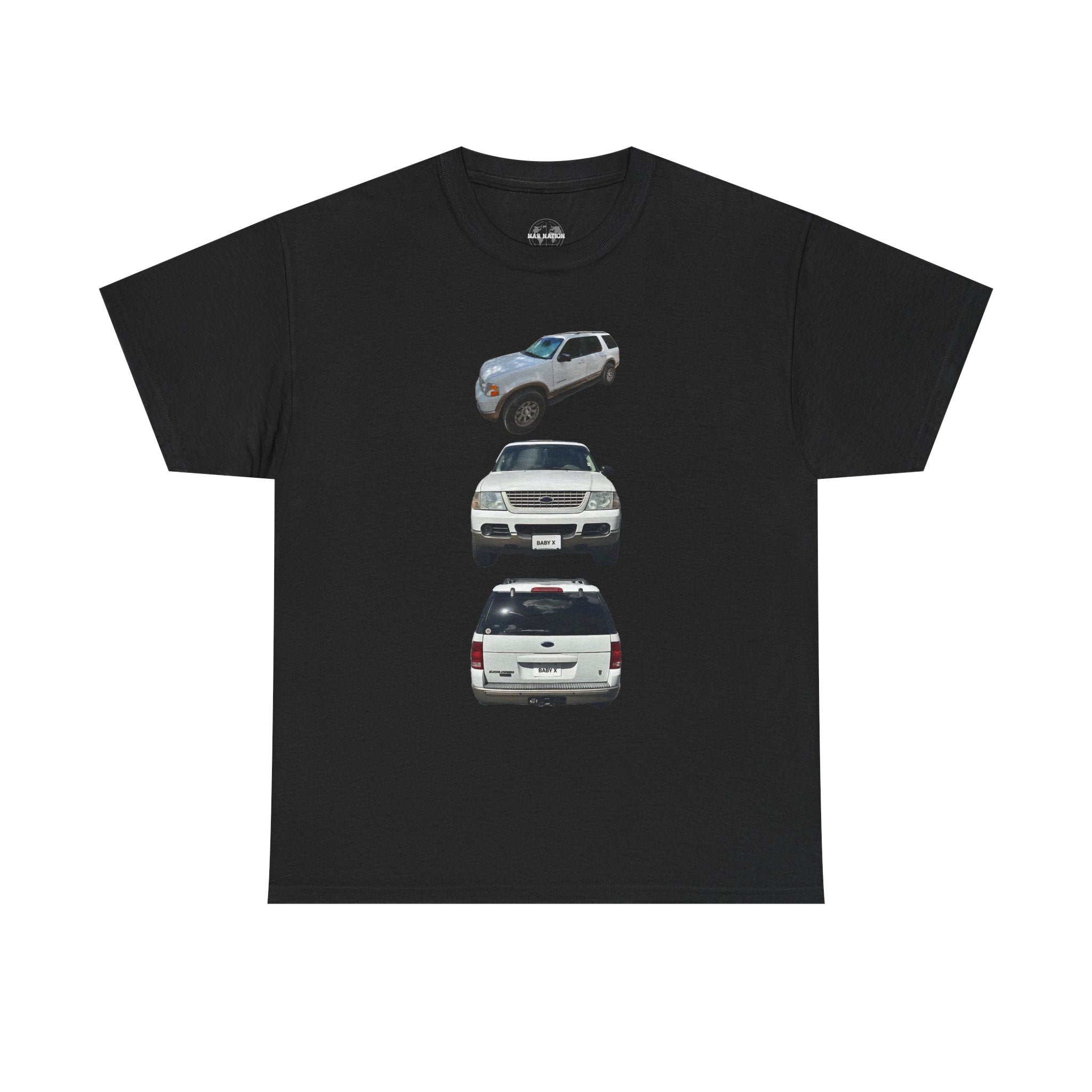 White Ford SUV Trio T-Shirt – Front, Side & Rear View Car Tee for Auto Enthusiasts