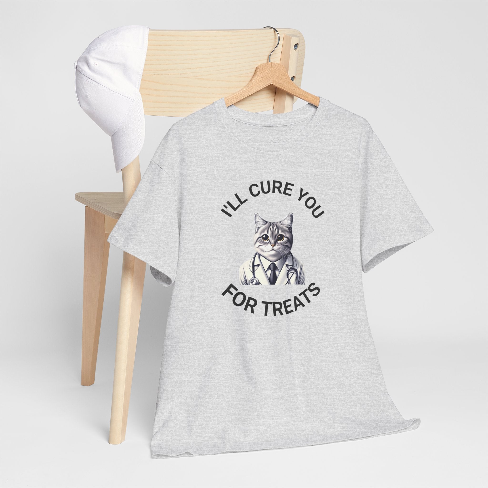 Cat Doctor Unisex Heavy Cotton Tee, Funny Cat Shirt for Pet Lovers, Gift for Vet Assistants, Casual Wear, Animal Lover's Tee
