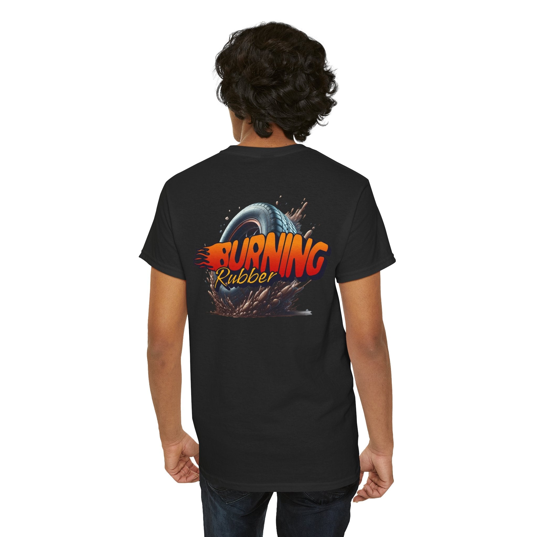 Burning Rubber Unisex Heavy Cotton Tee, Car Enthusiast Gift, Racing Shirt, Casual Everyday Wear, Streetwear, Automotive Apparel