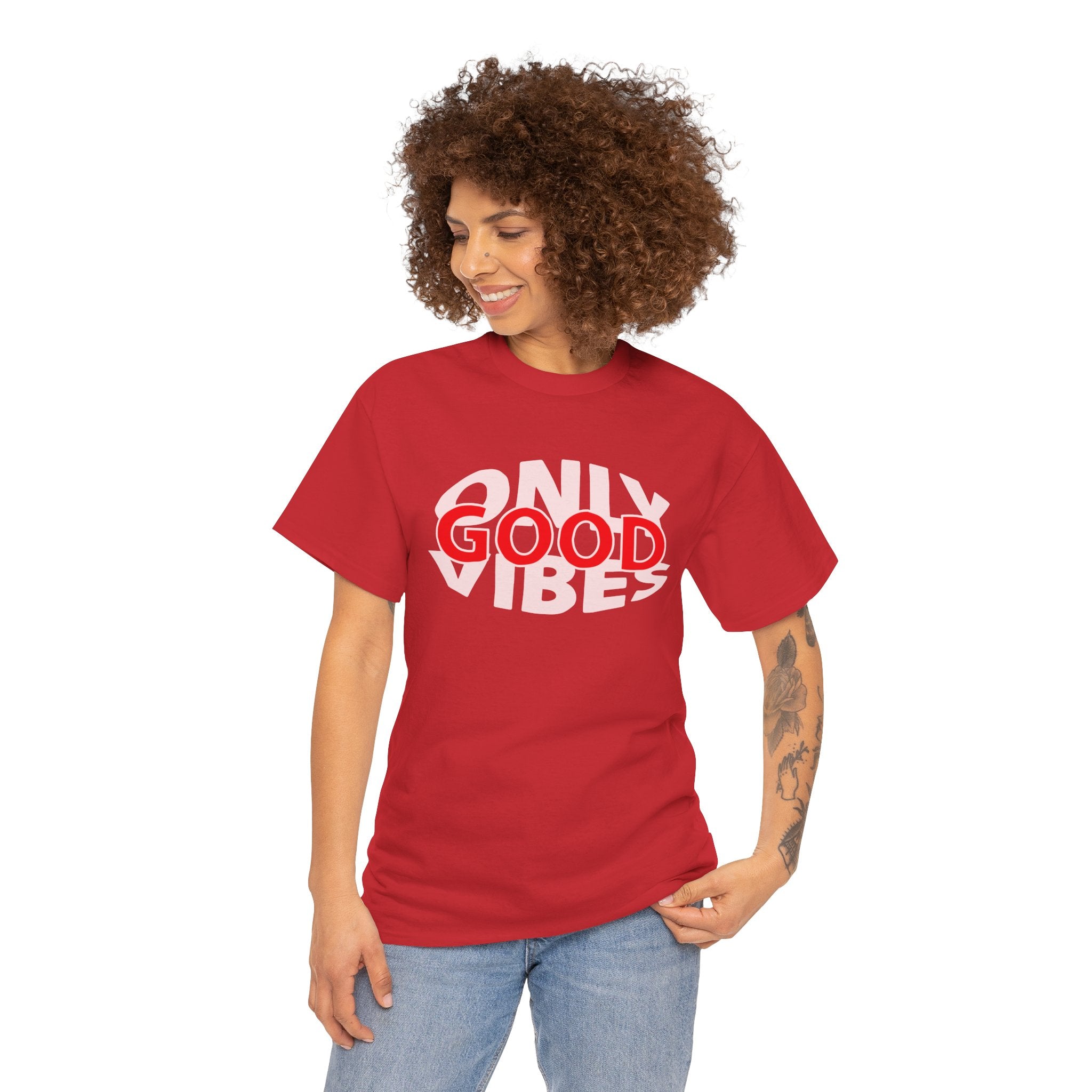 Only Good Vibes Unisex Heavy Cotton Tee | Casual Wear, Gift for Friends, Summer Outfit, Music Festival T-Shirt, Everyday Comfort
