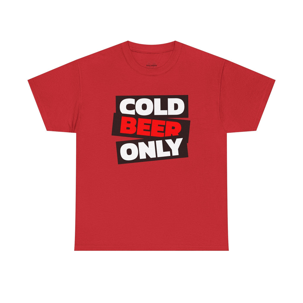 Chill Vibes Unisex Heavy Cotton Tee | 'Cold Beer Only' Graphic, Casual Wear, Gift for Beer Lovers, Summer BBQ, Party Outfit, Fun T-Shirt