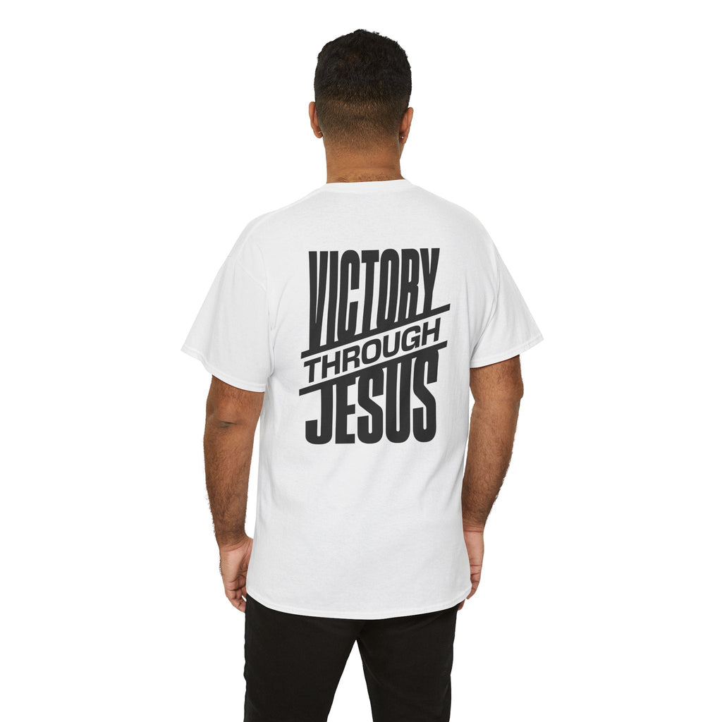 Victory Through Jesus Unisex Heavy Cotton Tee, Inspirational Christian Shirt, Faith-Based Apparel, Unisex T-Shirt, Religious Gift