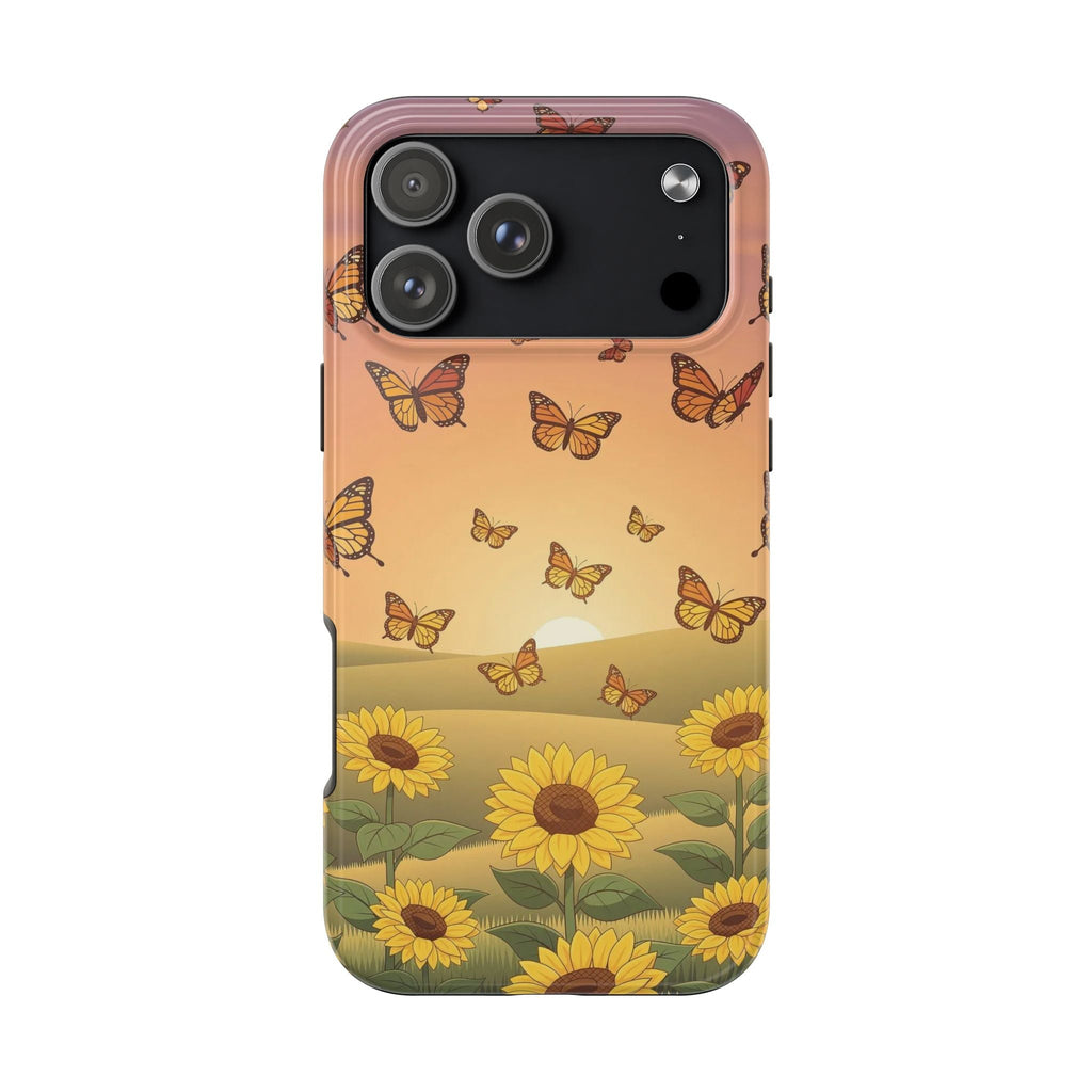 Sunflower Field Butterflies iphone compatible Phone Case | Tough Phone Case
