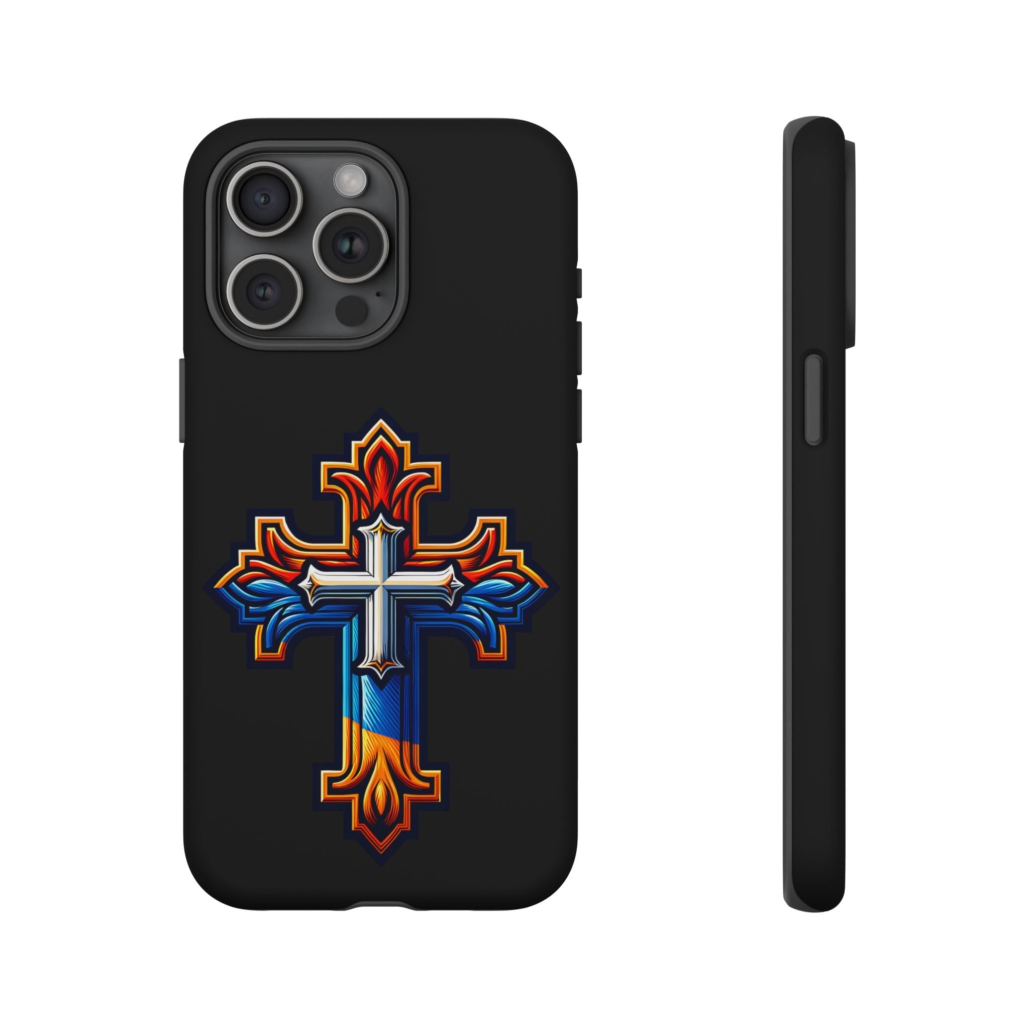 iPhone 16 iPhone 16 Pro iPhone 16 Pro Max iPhone 15 iPhone 15 Pro iPhone 15 Pro Max Armenian Cross phone case black, Christian phone case