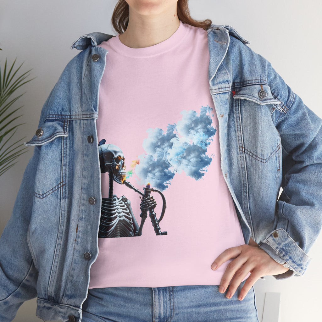 Skeleton smoking T-shirt, Chill Vibes Skeleton Tee Relaxed Graphic T-Shirt, Cool Summer Wear, Gift for Music Lovers, Casual Streetwear