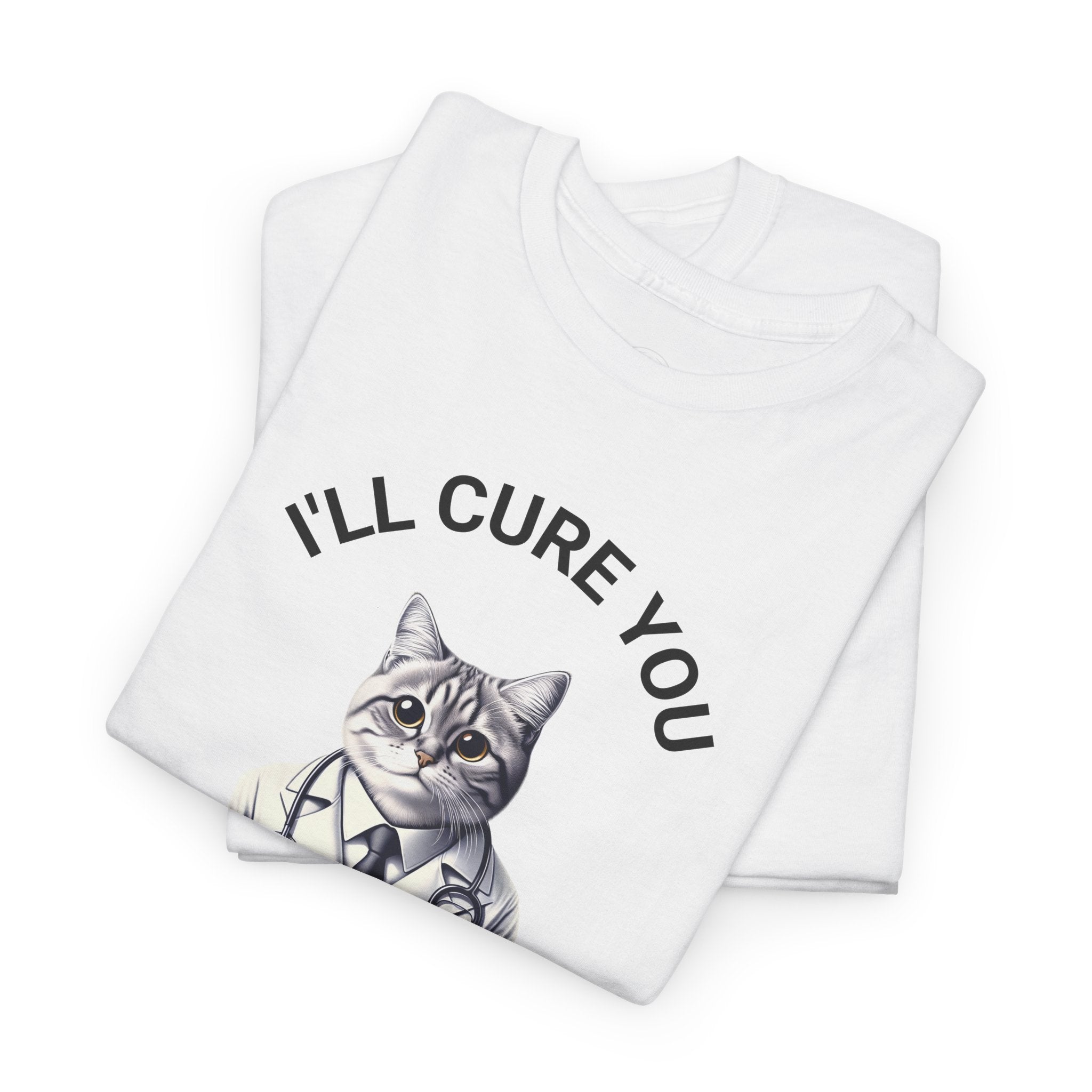 Cat Doctor Unisex Heavy Cotton Tee, Funny Cat Shirt for Pet Lovers, Gift for Vet Assistants, Casual Wear, Animal Lover's Tee