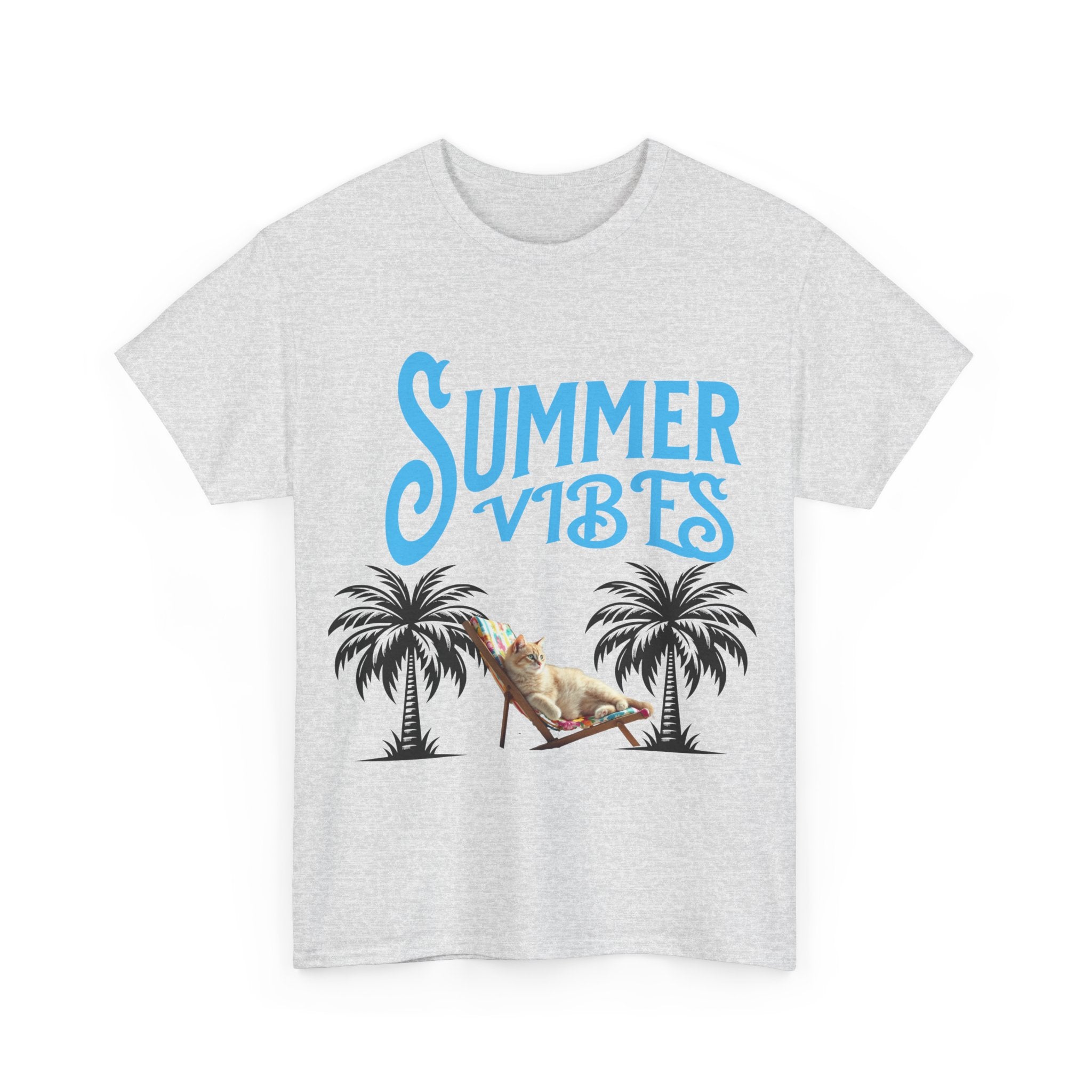 Cat lovers shirt Summer Vibes Tee, Beach Shirt, Vacation Apparel, Tropical T-Shirt, Casual Wear, Gift for Friends