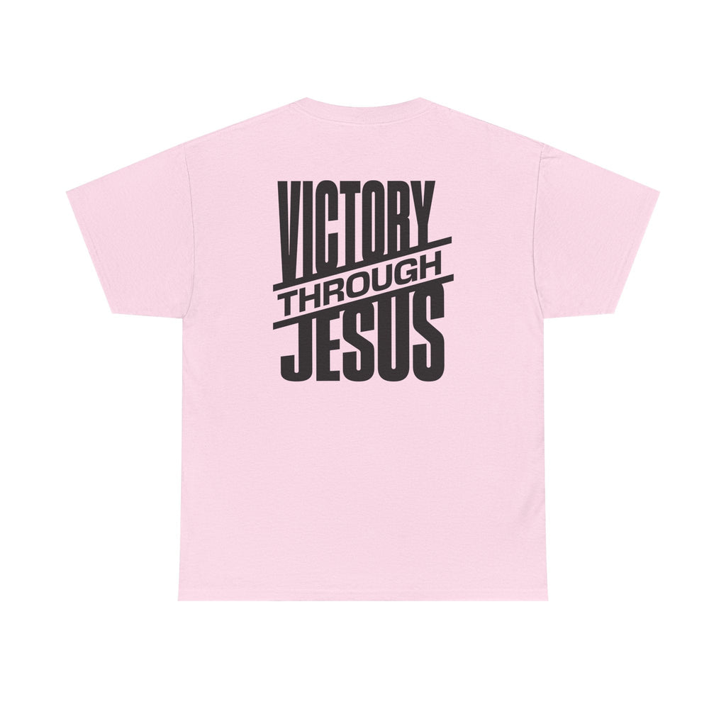 Victory Through Jesus Unisex Heavy Cotton Tee, Inspirational Christian Shirt, Faith-Based Apparel, Unisex T-Shirt, Religious Gift