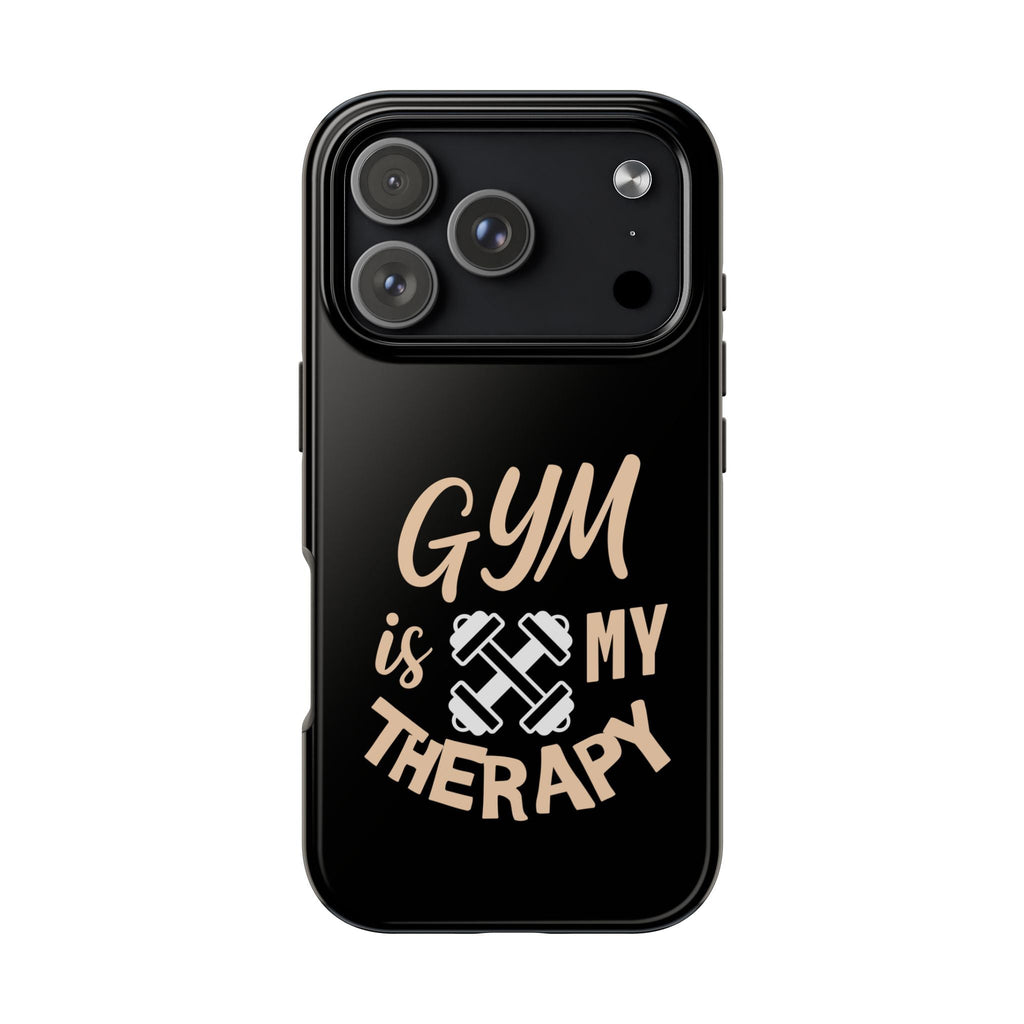 Gym Is My Therapy iPhone Phone Case | Fitness Dumbbell Workout Motivational iphone compatibie