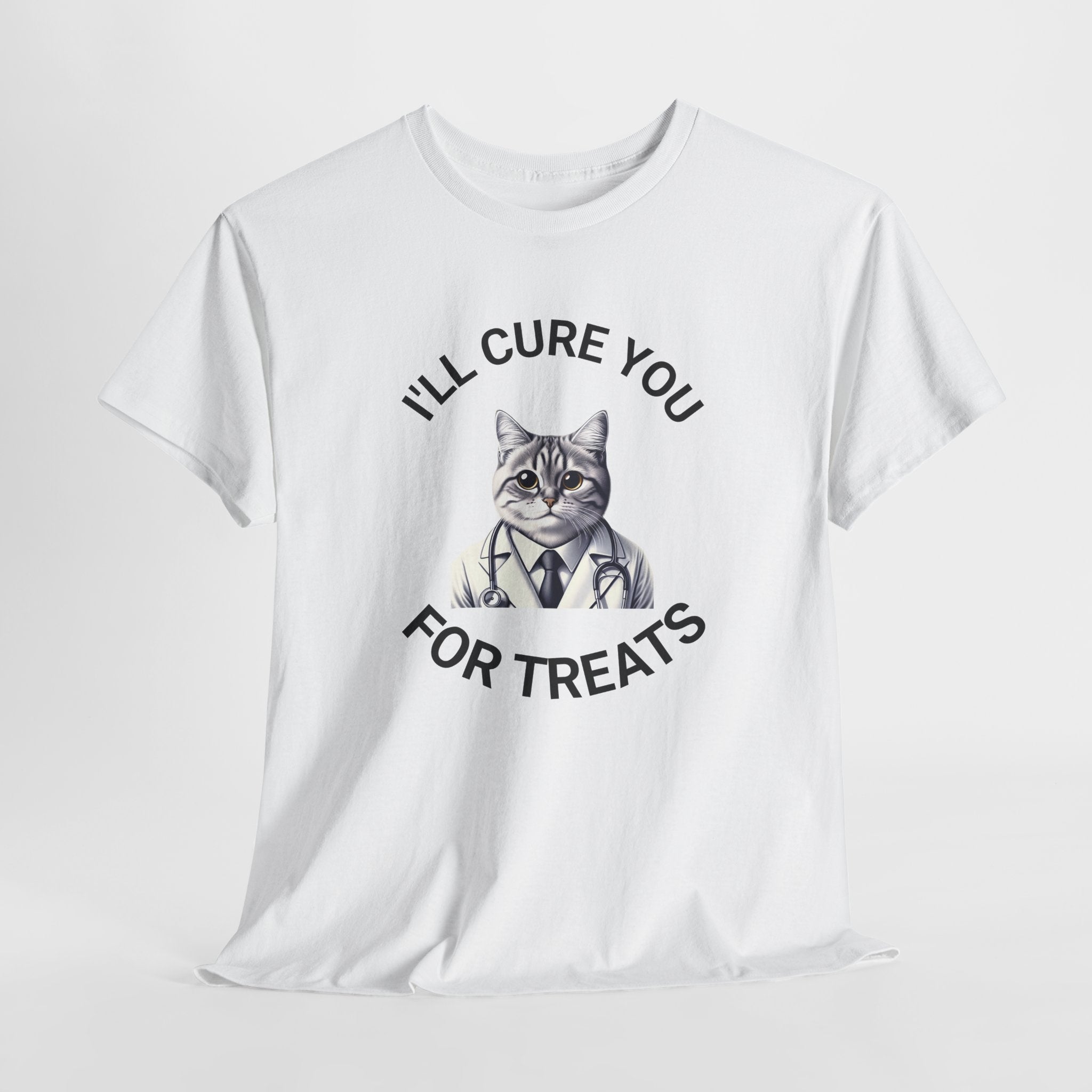 Cat Doctor Unisex Heavy Cotton Tee, Funny Cat Shirt for Pet Lovers, Gift for Vet Assistants, Casual Wear, Animal Lover's Tee