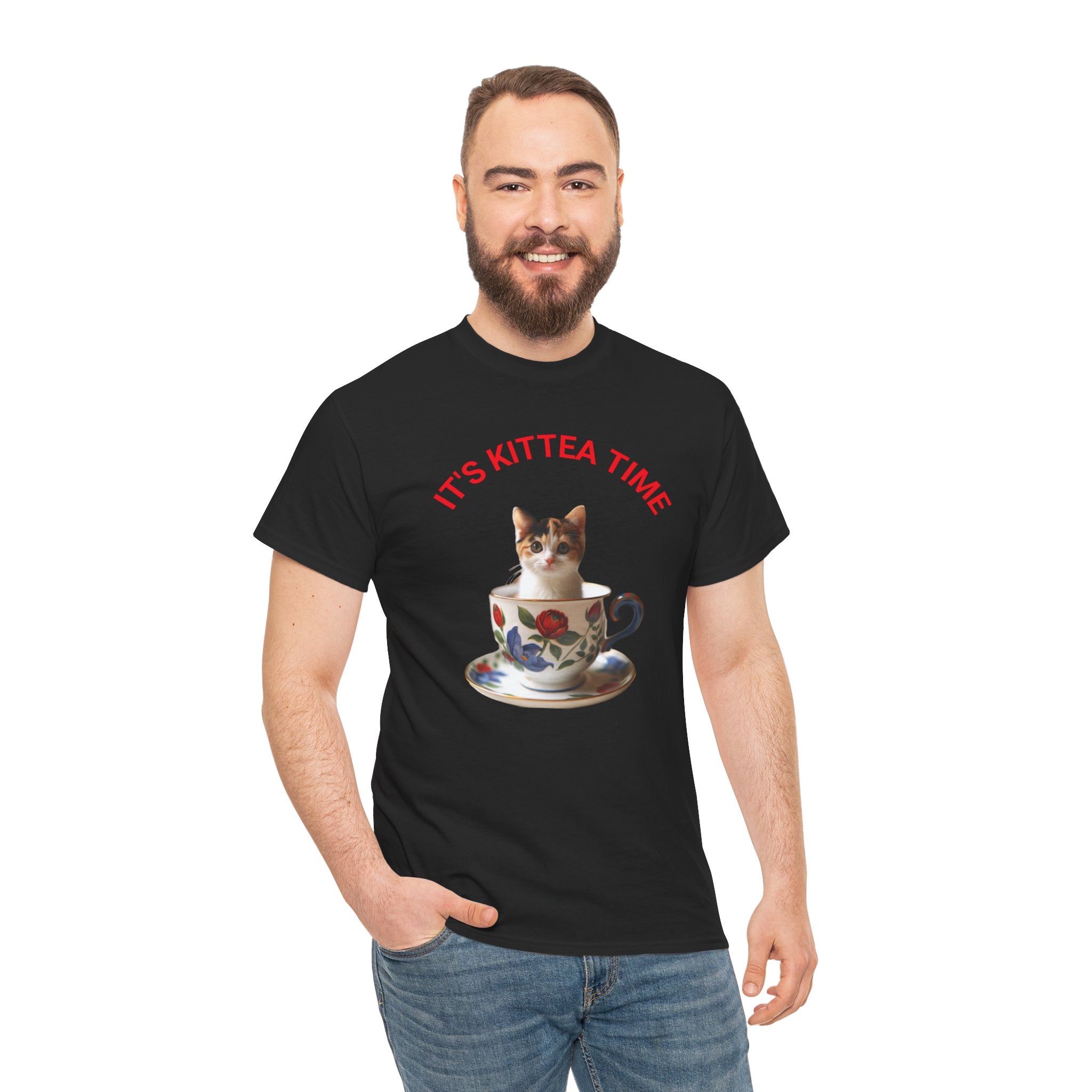 Funny Cat Lover Tee, It's Kittea Time Shirt, Unisex Cotton T-Shirt, Gift for Pet Owners, Animal Lover Apparel, Casual Wear