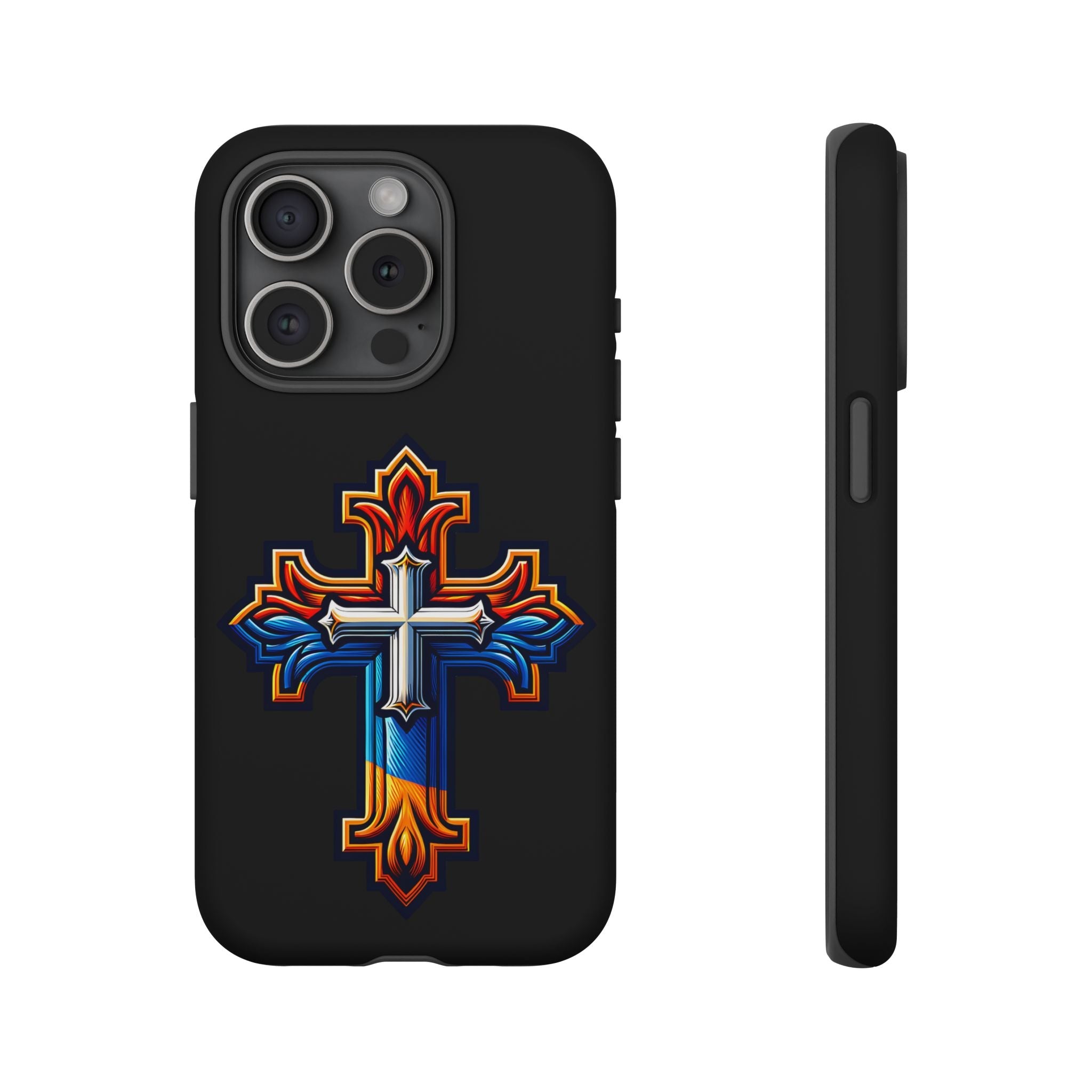 iPhone 16 iPhone 16 Pro iPhone 16 Pro Max iPhone 15 iPhone 15 Pro iPhone 15 Pro Max Armenian Cross phone case black, Christian phone case