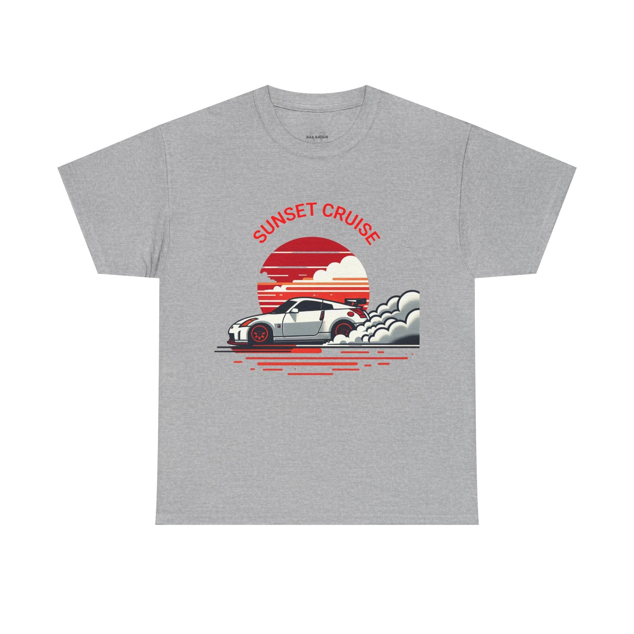 Sunset Cruise Unisex Heavy Cotton Tee | Retro Car Shirt, Gift for Car Lovers, Summer Fashion, Road Trip T-Shirt, Vacation Tee