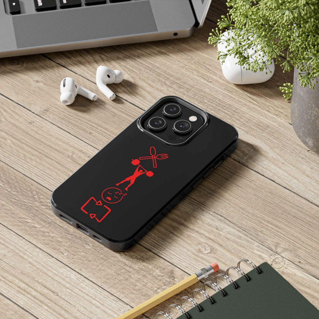 Eat Lift Sleep Repeat Black iPhone compatible phone case Fitness Phone Case | Weightlifting phone case Bodybuilding phone case