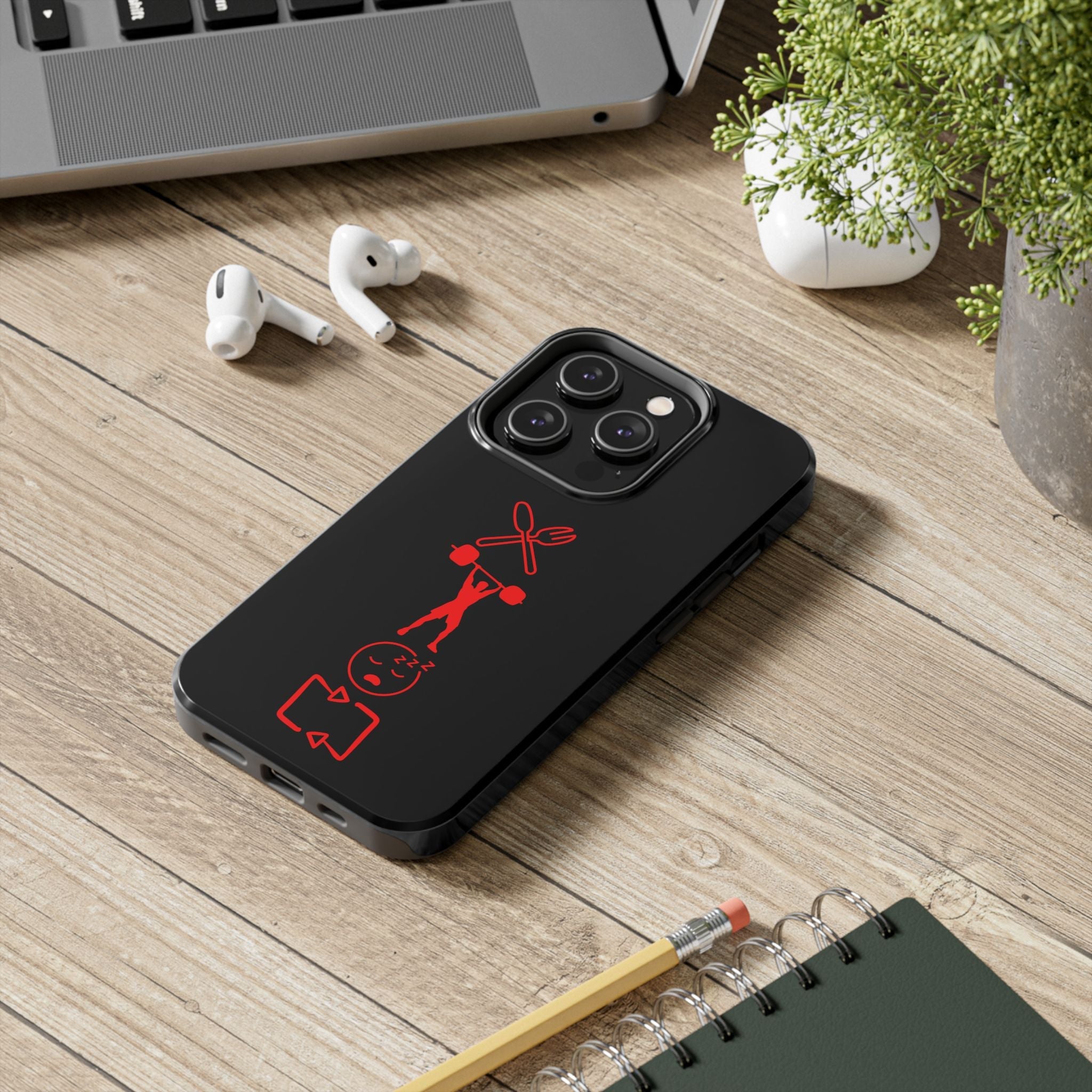 Eat Lift Sleep Repeat Black iPhone compatible phone case Fitness Phone Case | Weightlifting phone case Bodybuilding phone case