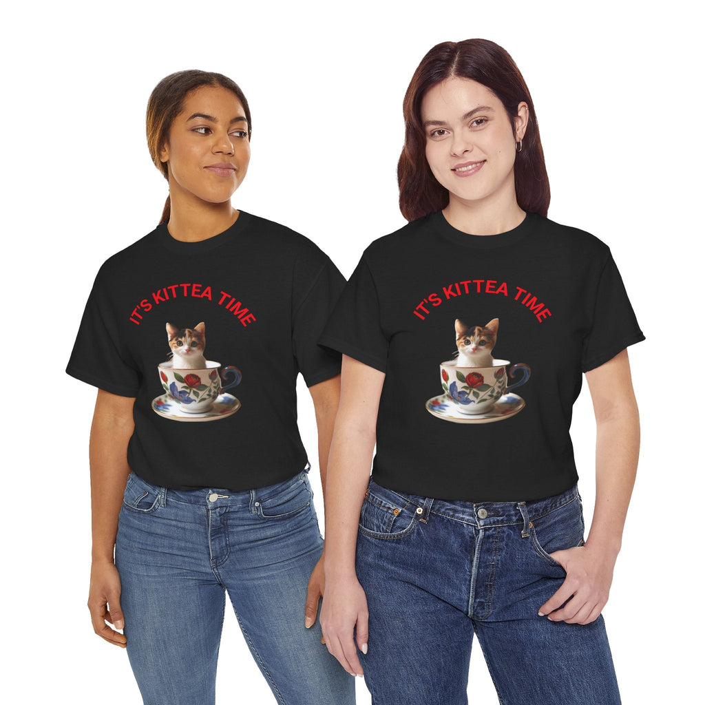 Funny Cat Lover Tee, It's Kittea Time Shirt, Unisex Cotton T-Shirt, Gift for Pet Owners, Animal Lover Apparel, Casual Wear