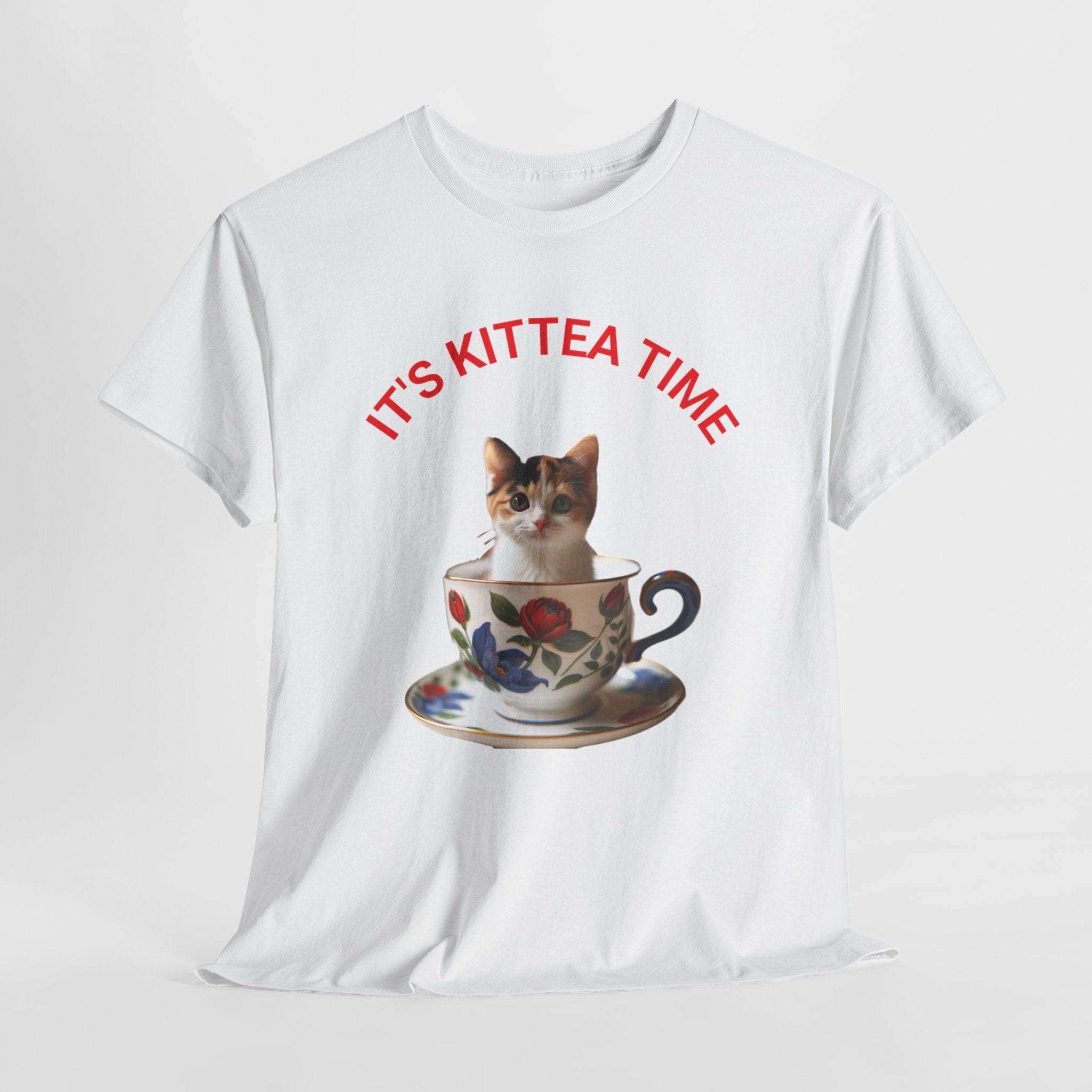 Funny Cat Lover Tee, It's Kittea Time Shirt, Unisex Cotton T-Shirt, Gift for Pet Owners, Animal Lover Apparel, Casual Wear