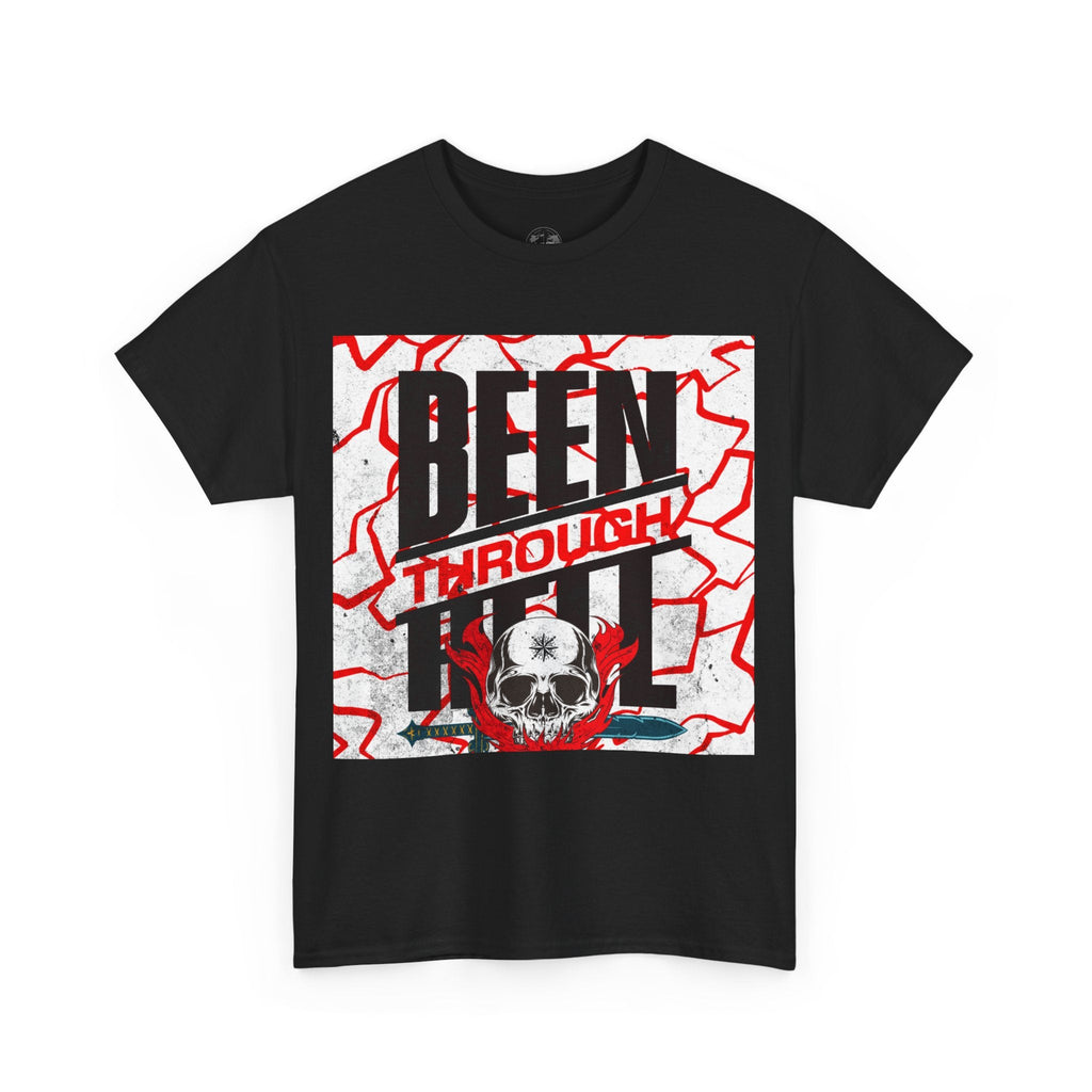 Been Through Hell t-shirt- Unisex Heavy Cotton Tee for Casual Wear, Music Festivals, Skateboarding, Rock t-shirt, Great Gift