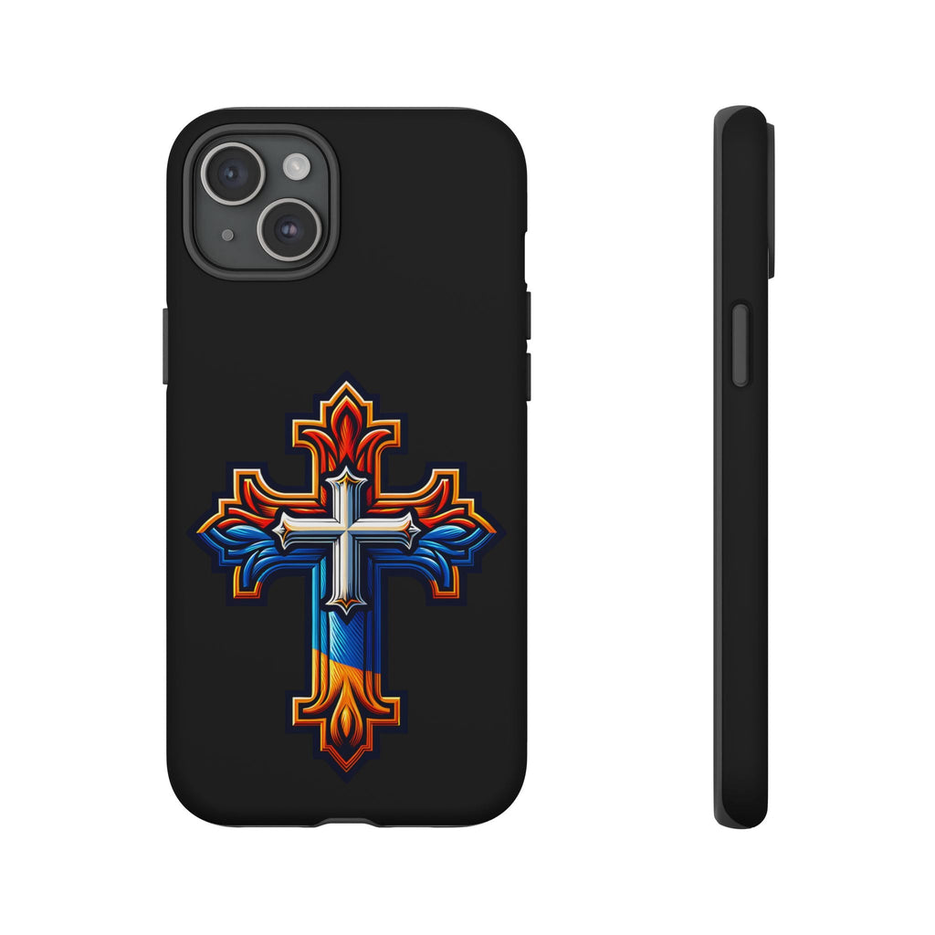 iPhone 16 iPhone 16 Pro iPhone 16 Pro Max iPhone 15 iPhone 15 Pro iPhone 15 Pro Max Armenian Cross phone case black, Christian phone case