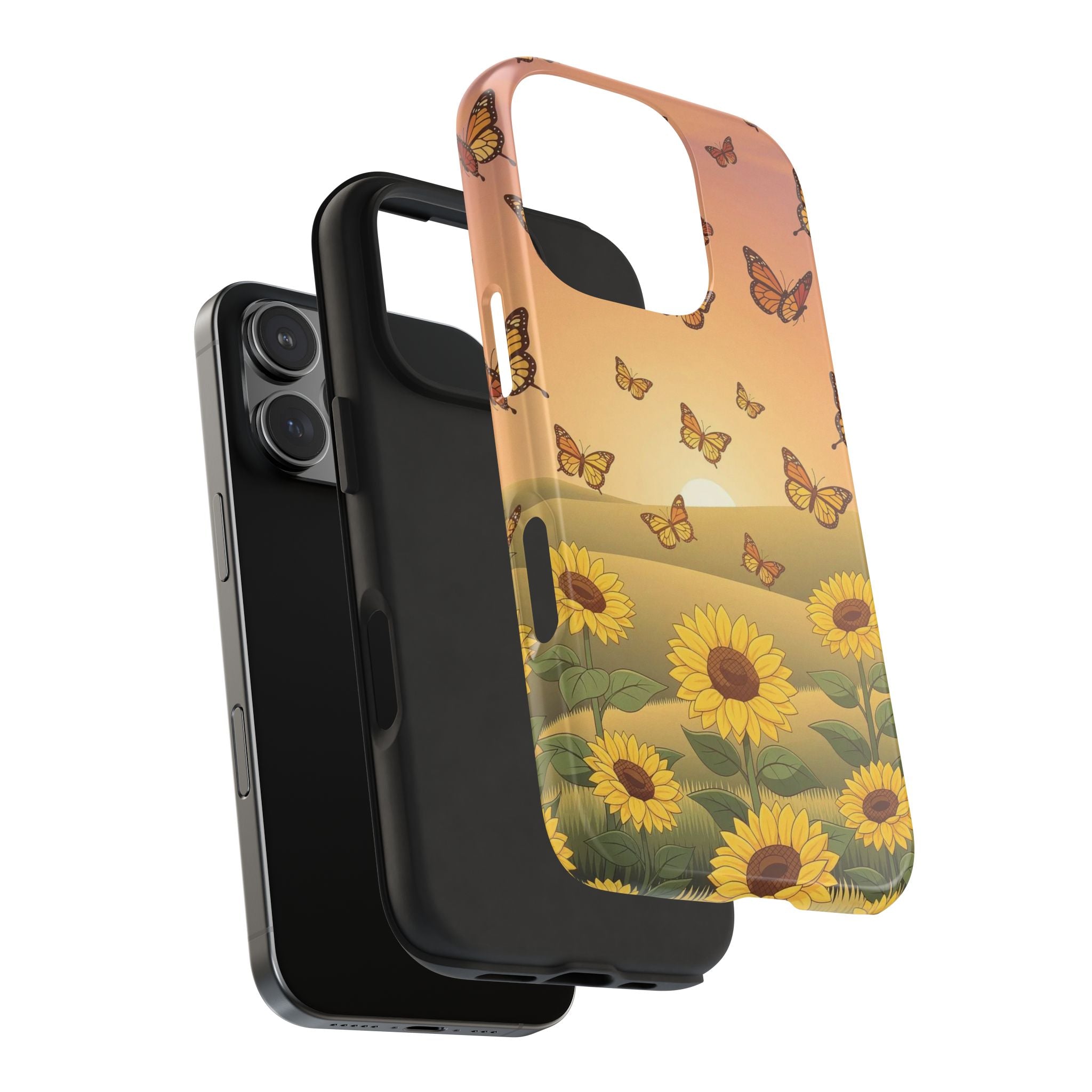 Sunflower Field Butterflies iphone compatible Phone Case | Tough Phone Case